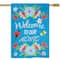 Welcome to Our Home Blue Floral Outdoor House Flag 28" x 40"